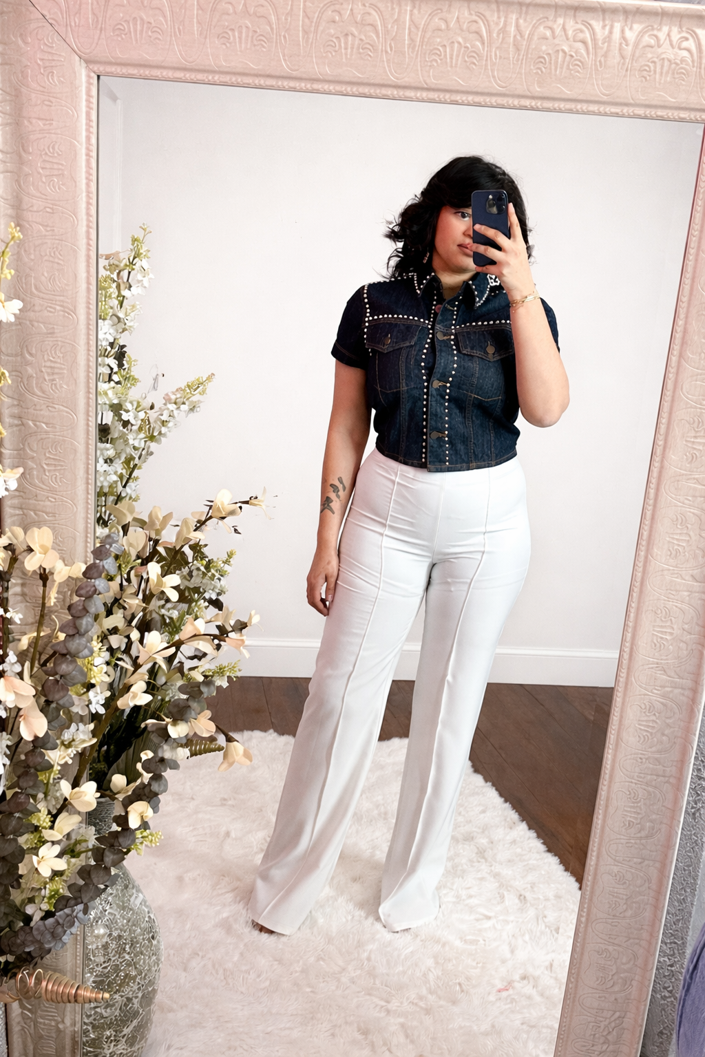 Studded Denim Crop Top